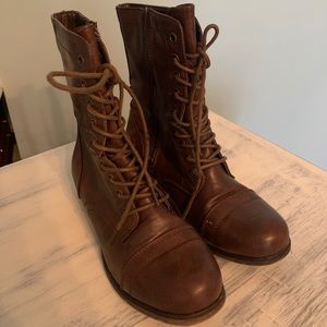 Brown combat boots